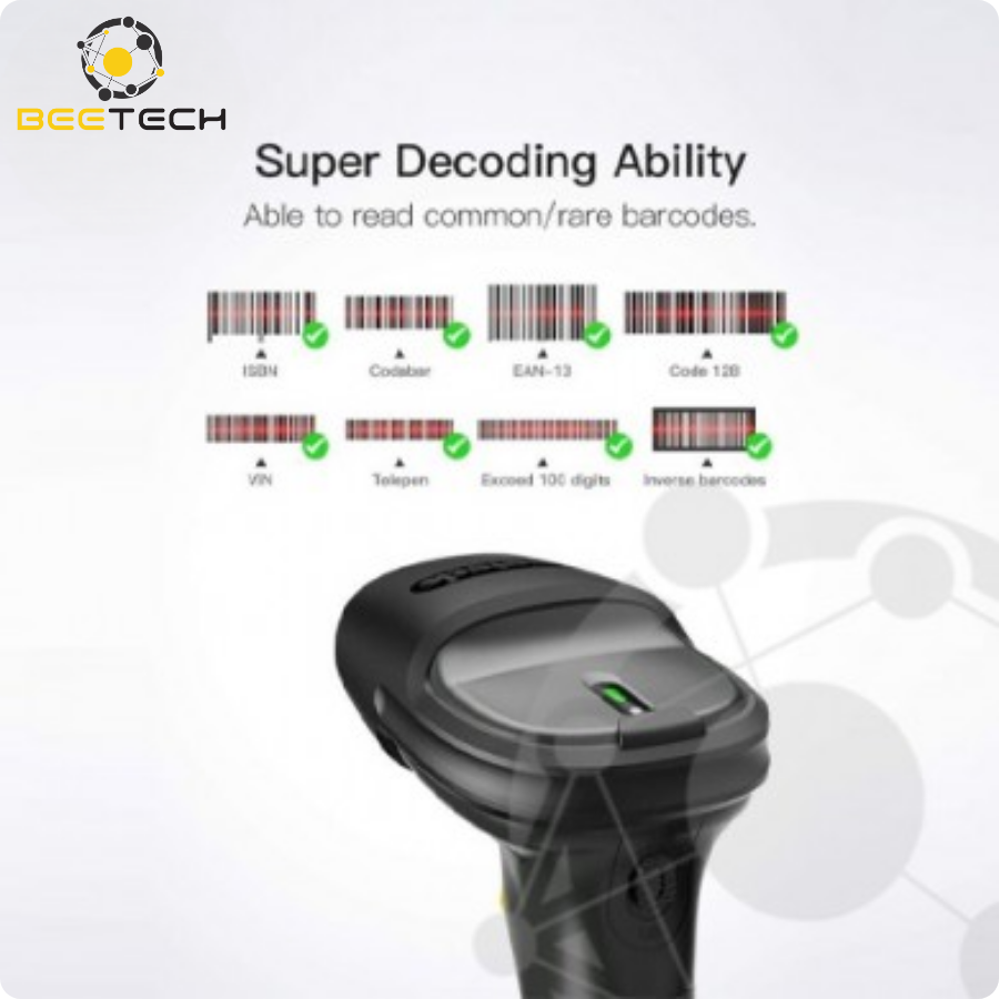 Inateck Pro 7-1D Wireless Barcode Scanner